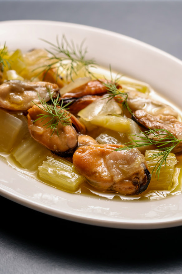 Mussels awash with the gentle flavours of fennel, dill and a sherry vinaigrette.