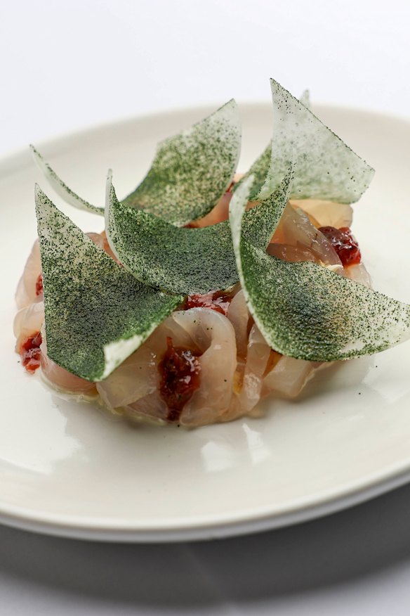 Raw snapper with cultured cream.