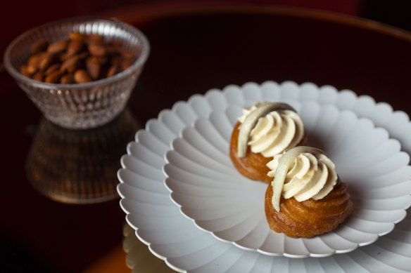 Crullers and spiced almonds.