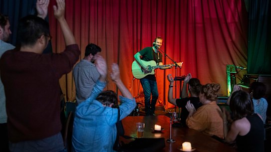 Chris Cavill performs at the Wesley Anne in Northcote on Friday evening.