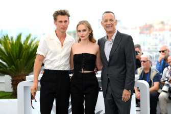 Tom Hanks, Olivia DeJonge and Austin Butler on the red carpet at Cannes.