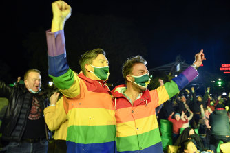 A party atmosphere took hold after the announcement was made.