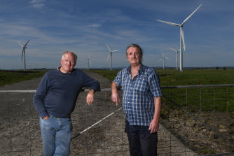 John Zakula (right) and Noel Uren have taken their years-long battle against Bald Hills Wind Farm to the Victorian Supreme Court. 
