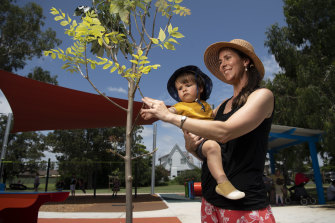 Dr Renee Prokopavicius with her son Quintin at Spence Park in Penrith.