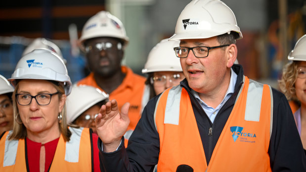 Premier Daniel Andrews and Jacinta Allan tour Arden Station, which will become part of the Metro Tunnel.