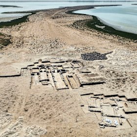 Ruins of a church, part of the monastery complex uncovered on Siniyah Island in Umm al-Quwain, UAE.