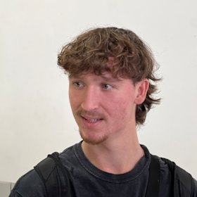 QF33 passenger and Newcastle man Matthew Goswell at Perth Airport.