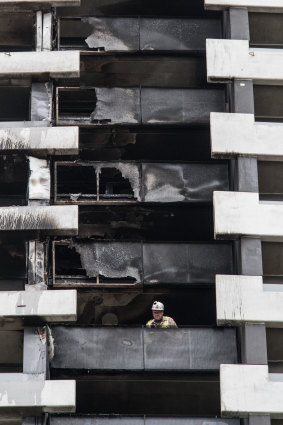 The cladding on a building in Melbourne caught fire earlier this year. 
