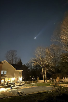 A photo captures what appears to be multiple drones over Bernardsville, New Jersey. 