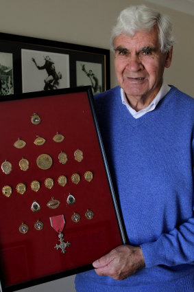 AFL great Graham "Polly" Farmer at home in 2010.