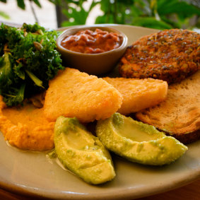 Erin Phillips has the vegan big breakfast at Oars Coffee House in West Lakes.