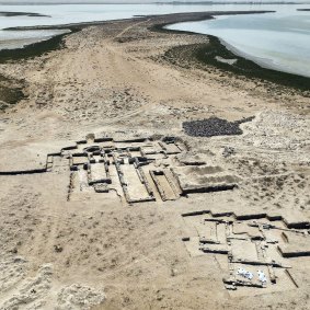 Ruins of a church, part of the monastery complex uncovered on Siniyah Island in Umm al-Quwain, UAE.