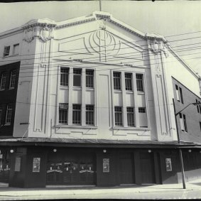 The Elizabethan Theatre in Newtown, pictured in March 1971, was allegedly one of the bombing targets. The theatre burnt down in 1980.