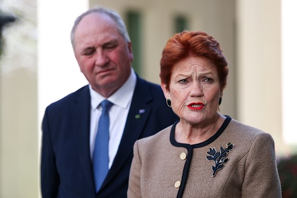 Barnaby Joyce and Pauline Hanson addressed allegations against Warren Pickering during a press conference at Parliament House in Canberra on Monday.