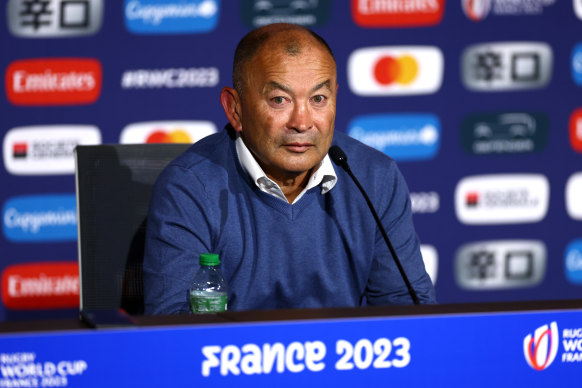 Eddie Jones at his press conference after Australia’s 40-6 loss to Wales.