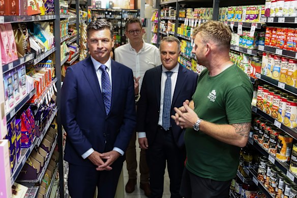 Opposition Leader Angus Taylor and shadow treasurer Tim Wilson examine their options in Red Hill. 