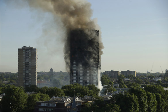 The same flammable cladding on Lacrosse was on London's Grenfell Tower (pictured). The public housing tower caught fire in 2017, killing 72 people.