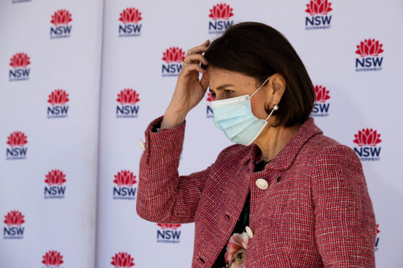NSW Premier Gladys Berejiklian at a press conference on Friday.