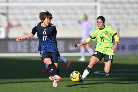Maika Hamano scores Japan’s third goal.