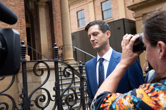 Rory Amon leaves court on Monday. The former MP could face a retrial on two charges.