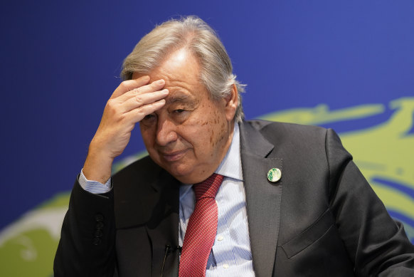  António Guterres attending COP26 climate talks in Glasgow last year.