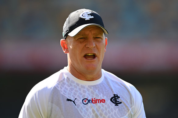 Michael Voss at Carlton’s training session at the Gabba on Friday.