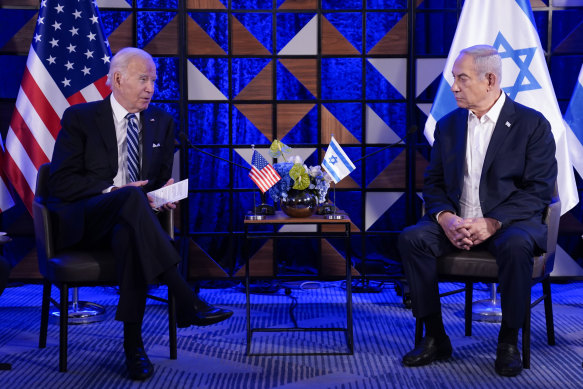US President Joe Biden meets with Israeli Prime Minister Benjamin Netanyahu in Tel Aviv in October.
