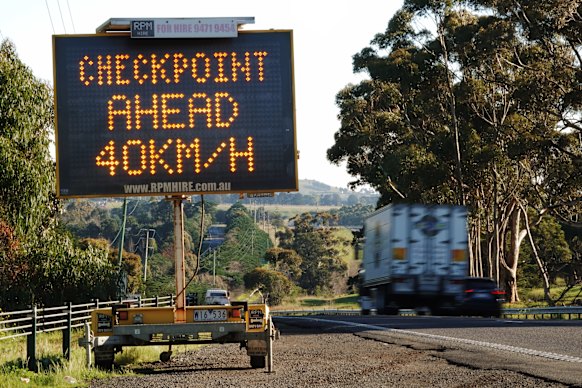 A checkpoint on the Calder Freeway.