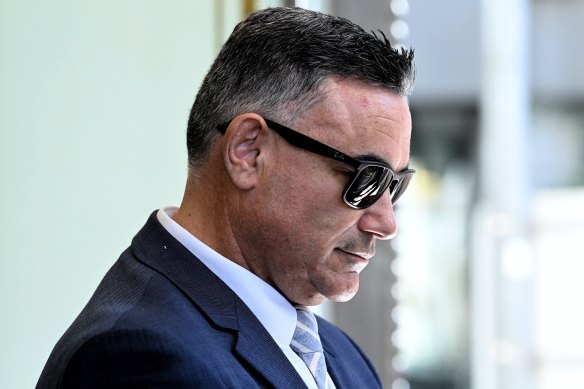 John Barilaro pictured leaving court in February.