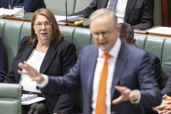Minister for Transport Catherine King and Prime Minister Anthony Albanese during question time at Parliament House in Canberra on September 4.