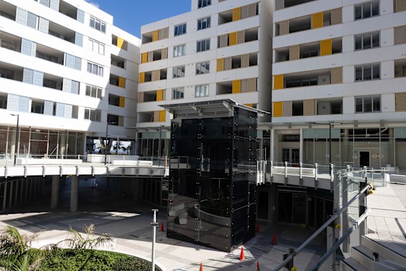 The new elevator, which the replaced the original, rusted one.