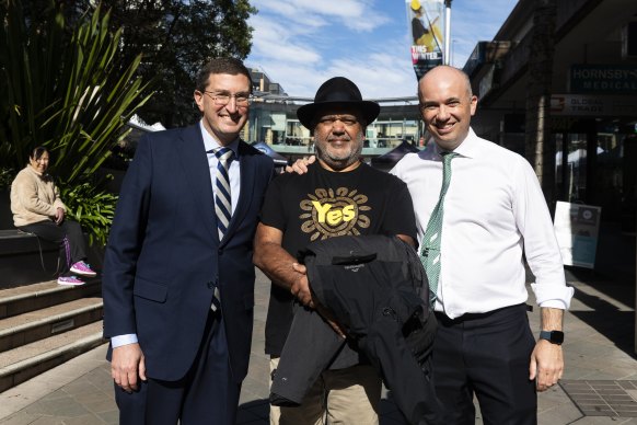 Julian Leeser with Indigenous leader Noel Pearson and NSW Liberal MP Matt Kean.