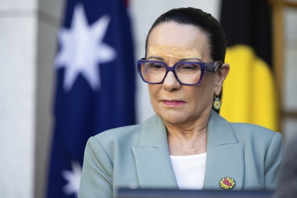 Minister for Indigenous Australians Linda Burney during a press conference at Parliament House on Thursday.
