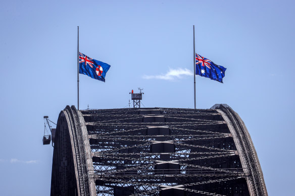 Flags fly at half-mast on the Sydney Harbour Bridge after it emerged that the harbour city is now smaller than Melbourne.