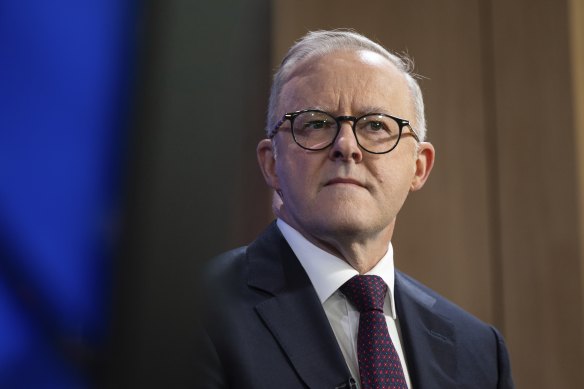 Prime Minister Anthony Albanese during his speech at the National Press Club.