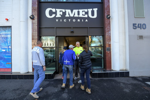 Shop stewards at their meeting in Melbourne on Thursday.