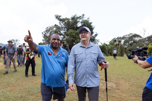 Prime Minister Anthony Albanese and PNG counterpart James Marape discussed PNG’s NRL bid while walking the Kokoda Track in April.