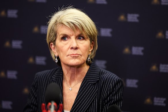 ANU Chancellor Julie Bishop held a press conference after announcing that the ANU vice-chancellor would resign.