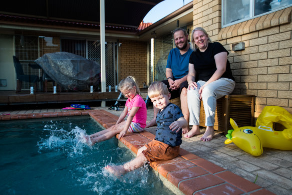 Keith Heggart, his wife Elizabeth and their children Sophia and Lucas at their South Penrith home.