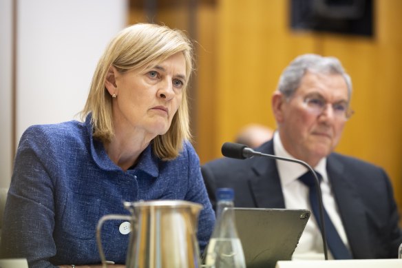 Sarah Court and Joe Longo, who joined ASIC to clean up the corporate regulator after it was lampooned during the banking royal commission, at Senate estimates in February. 