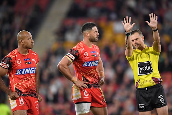 Felise Kaufusi gets his marching orders.