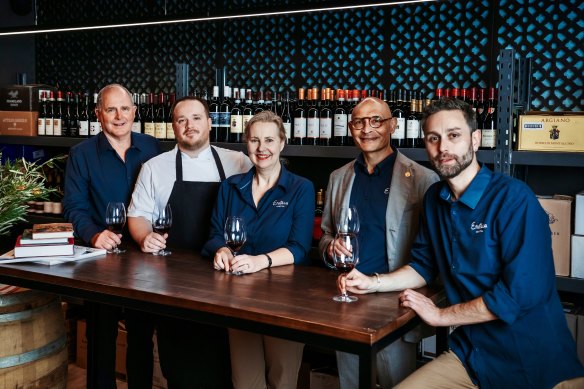Enoteca Centro co-owner Peter Kay, chef Michael Ingham, co-owner Tanya Kay, co-owner and Master of Wine Brendan Jansen, wine manager Pavel Ribaudo. 