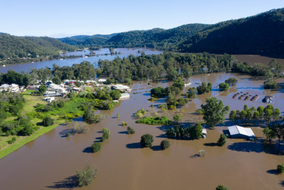 The Hawkesbury River at Wisemans Ferry remains flooded, with residents unable to return home.