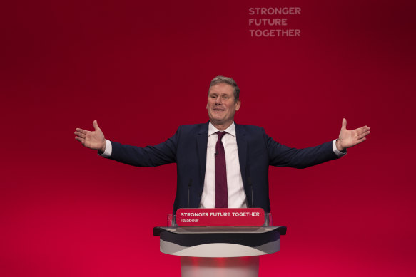 Sir Keir Starmer delivers his keynote speech to the Labour conference. 