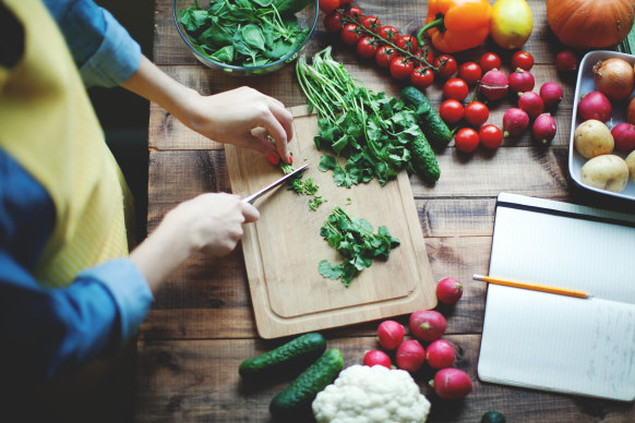 Cooking with fresh seasonal produce.