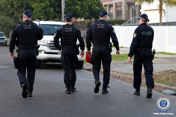 A file photo of officers from the anti-bikie taskforce Strike Force Raptor.