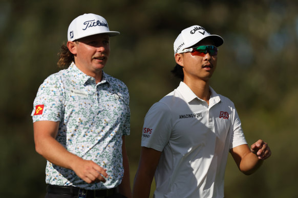 Cameron Smith and Min Woo Lee playing together during the Australian Open’s first round.