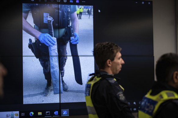 Images of machetes recently seized by police.