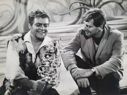 On set at the ABC with German lyric baritone Hermann Prey in 1966.