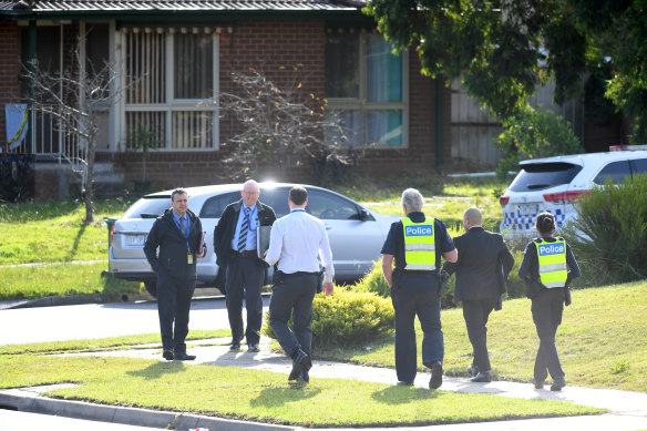 Detectives remained at the scene on Tuesday after the suspected shooting. 